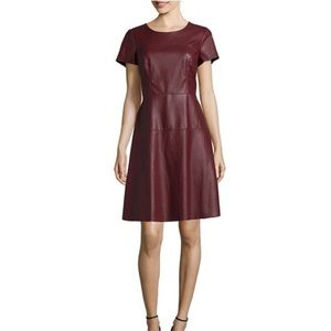 NWT Worthington faux leather maroon skater dress